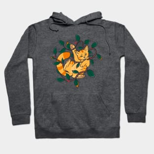 Leafy Autumn Orange Cat Hoodie